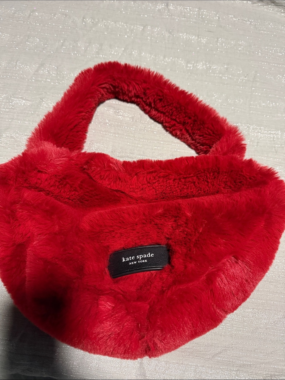 kate spade Red Plush Fur Mini Heart Tote